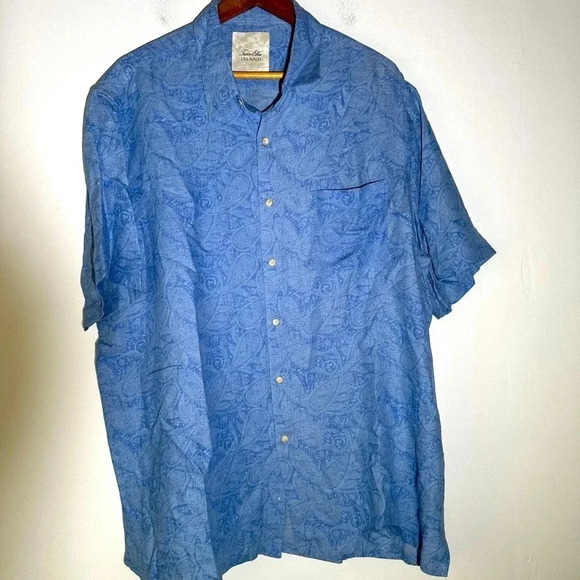 Tasso Elba Island Silk & Linen Men’s Button Front Shirt - Picture 1 of 3